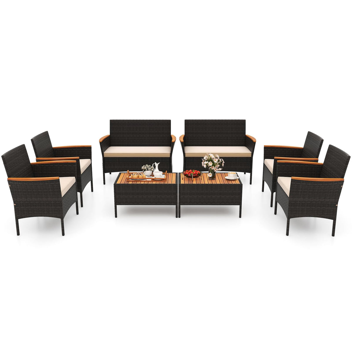 Tangkula Patio Wicker Sofa Set - HW73035BN