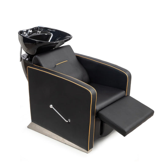 OmySalon BU1221 Salon Shampoo Backwash Chair Unit with Ceramic Shampoo Bowl & Adjustable Footrest - G59001089