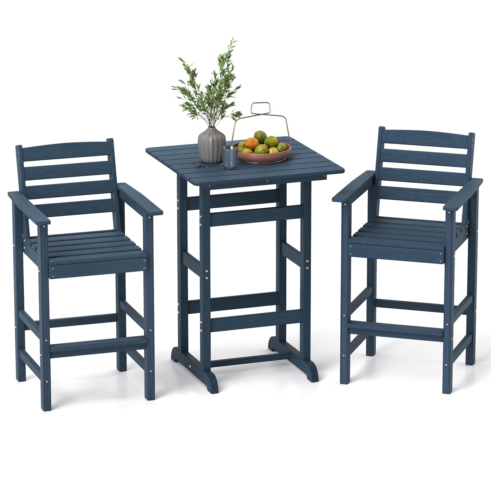 Tangkula 3-Piece Patio HDPE Bar Set - NP12060DK+NP12059DK