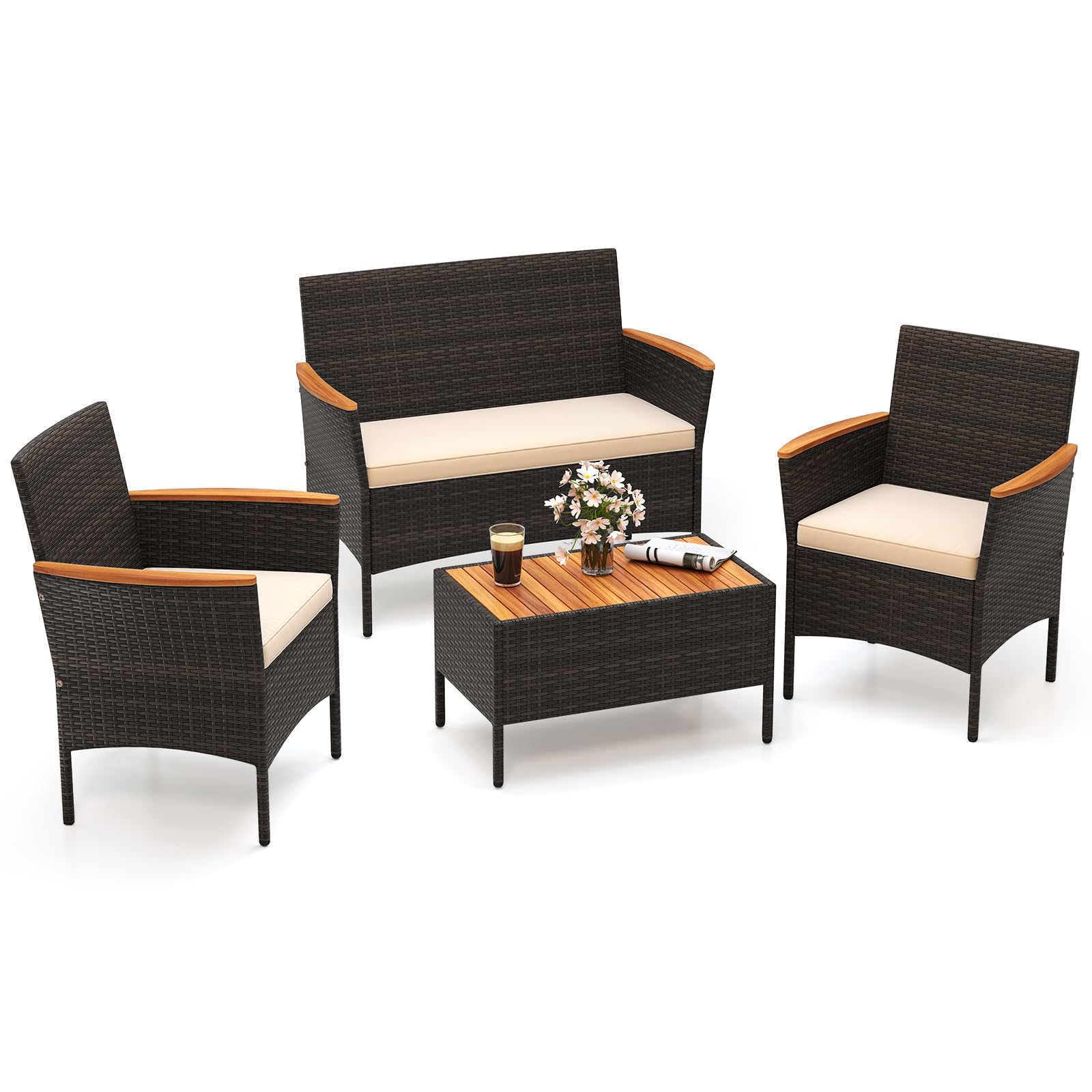 Tangkula Patio Wicker Sofa Set - HW73035BN