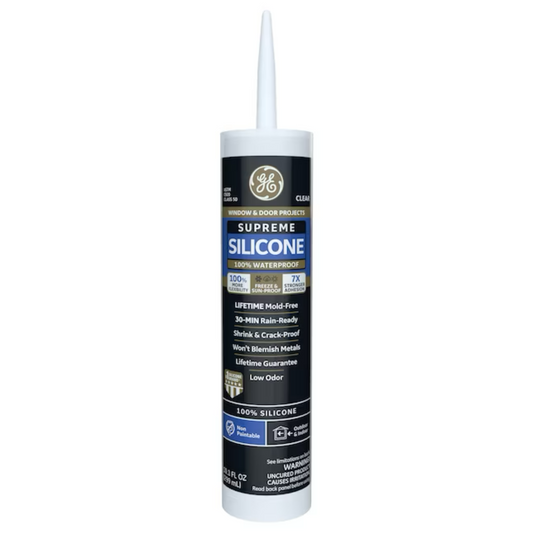 GE Supreme Silicone Windows, Doors, Exteriors 10.1-oz Clear Silicone Caulk - 71223241