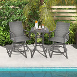 Tangkula 3 Pieces Swivel Bar Set, Aluminum Bar Height Furniture Set - NP10971+