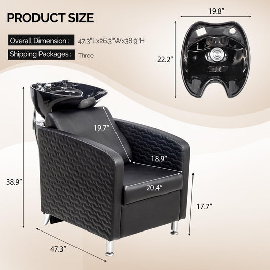 OmySalon BU1411 Salon Shampoo Bowl and Chair Backwash Unit with Tilting Porcelain Bowl - G59001041