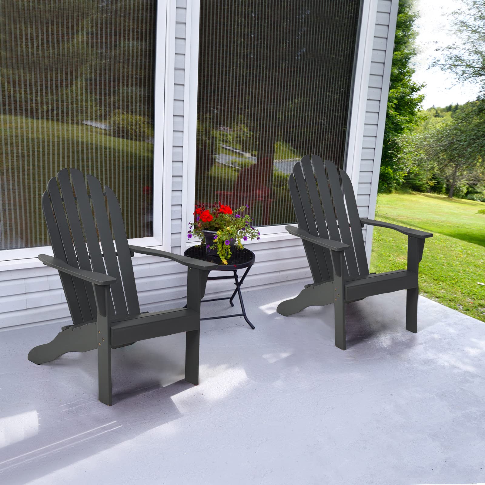 Tangkula Adirondack Chair,  for Patio Deck Lawn Backyard, Garden Adirondack Furniture - 4*OP70302GR