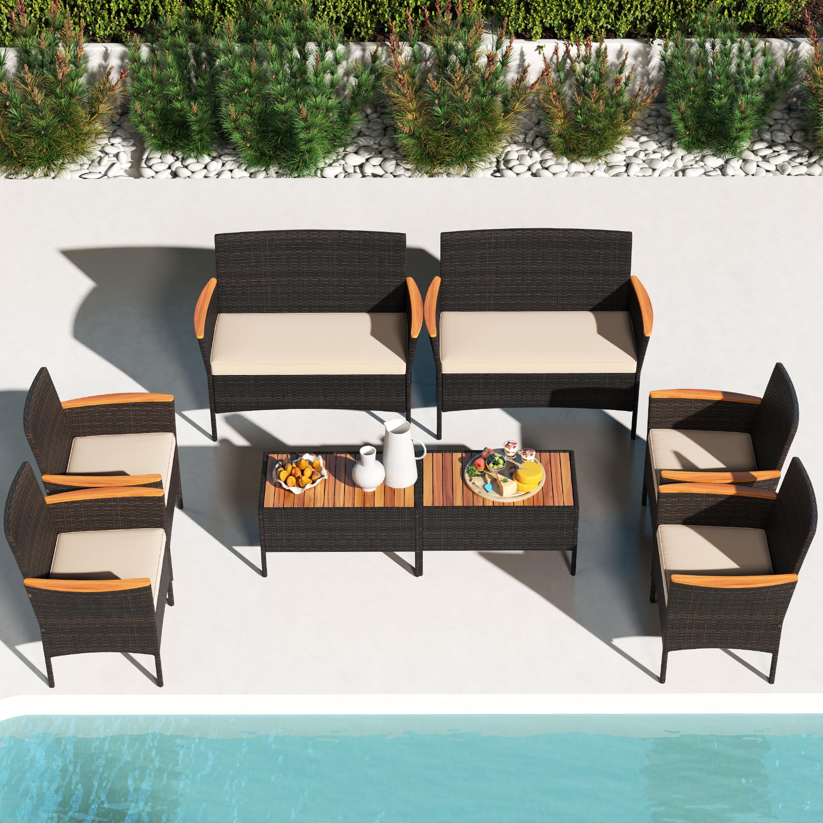 Tangkula Patio Wicker Sofa Set - HW73035BN