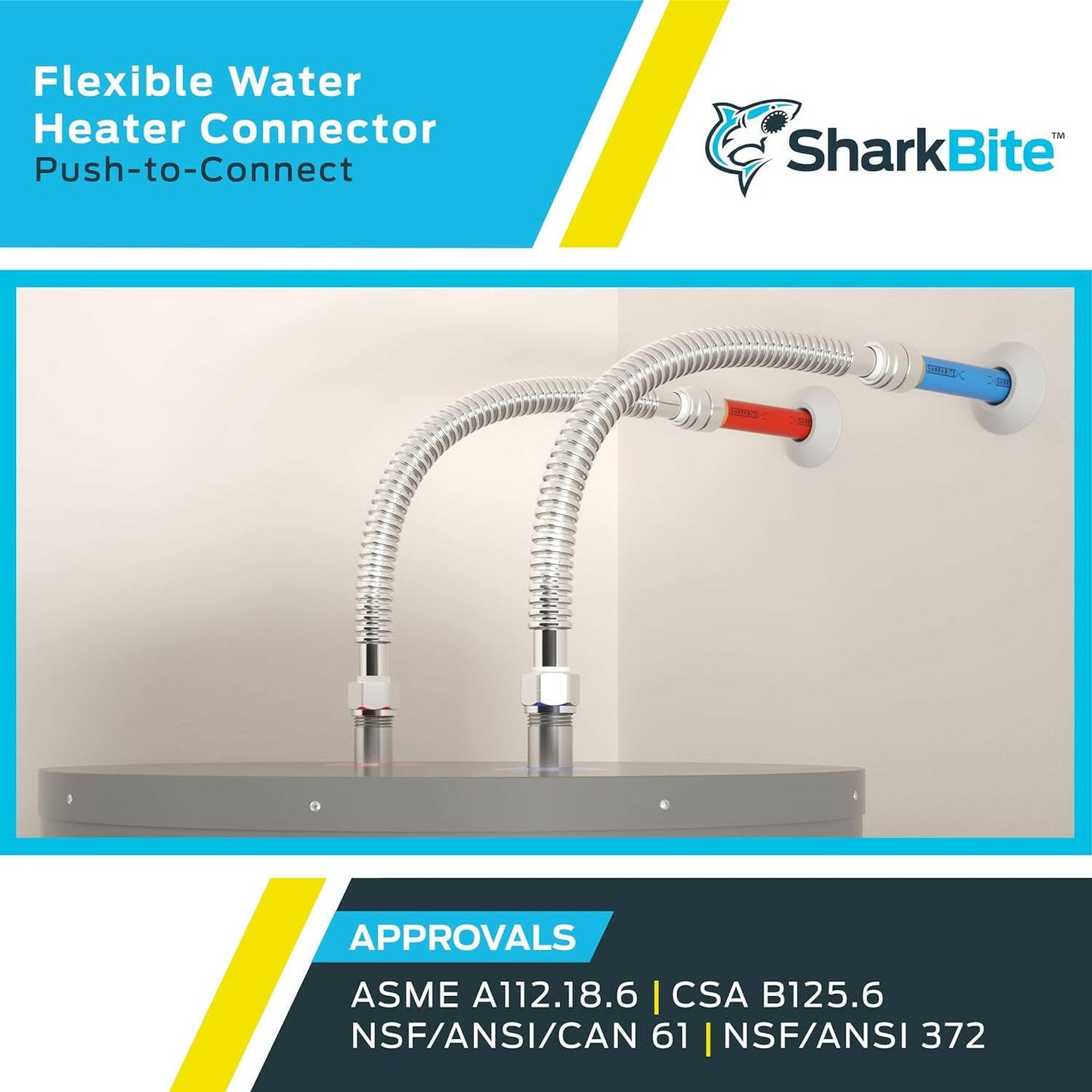GE SharkBite 12-in 3/4-in Push-to-Connect Inlet x 3/4-in FIP Outlet Corrugated Stainless Steel Water Heater Connector - SS3088FLEX12LF