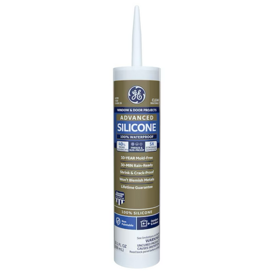 GE Advanced Silicone 2 Windows, Doors, Exteriors 10.1-oz Clear Silicone Caulk - 71223243