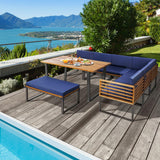 Tangkula 8 Piece Patio Dining Set, Acacia Wood Conversation Sofa Set - HW71004NY+