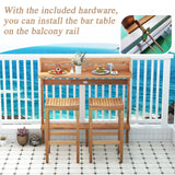 Tangkula Acacia Wood Balcony Table Set - 2*HW72357