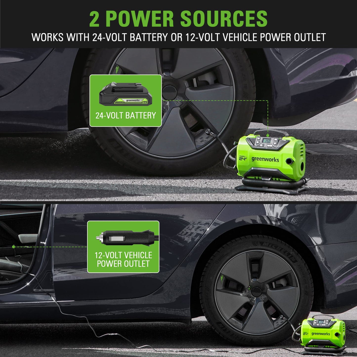 Greenworks 24V Cordless Battery 5-pc Car Care Combo Kit w/ 2.0Ah and 4.0Ah Batteries & (2) Chargers - 1358702-VK