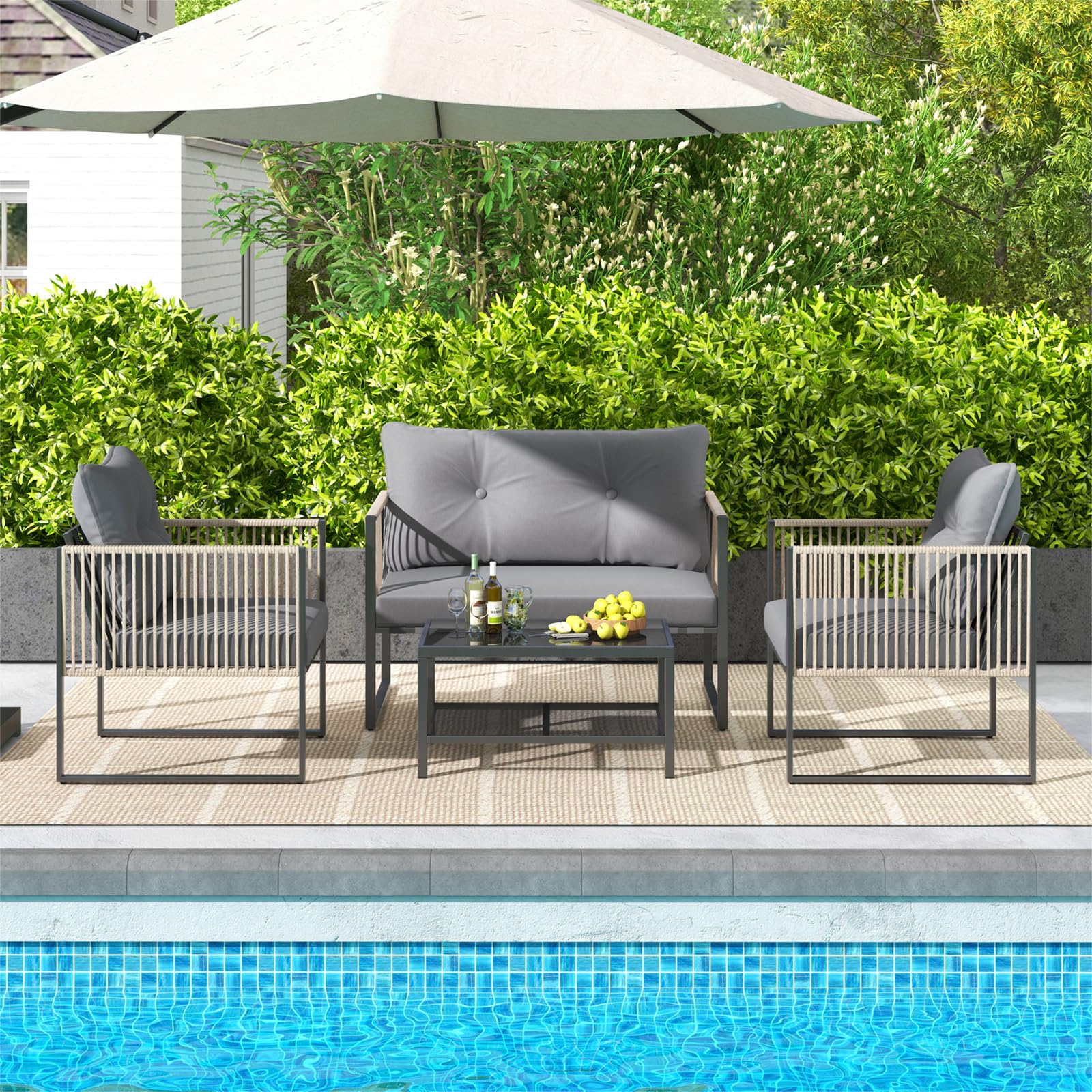 Tangkula 4/8 Pieces Patio Furniture Set - 2*NP12005GR+