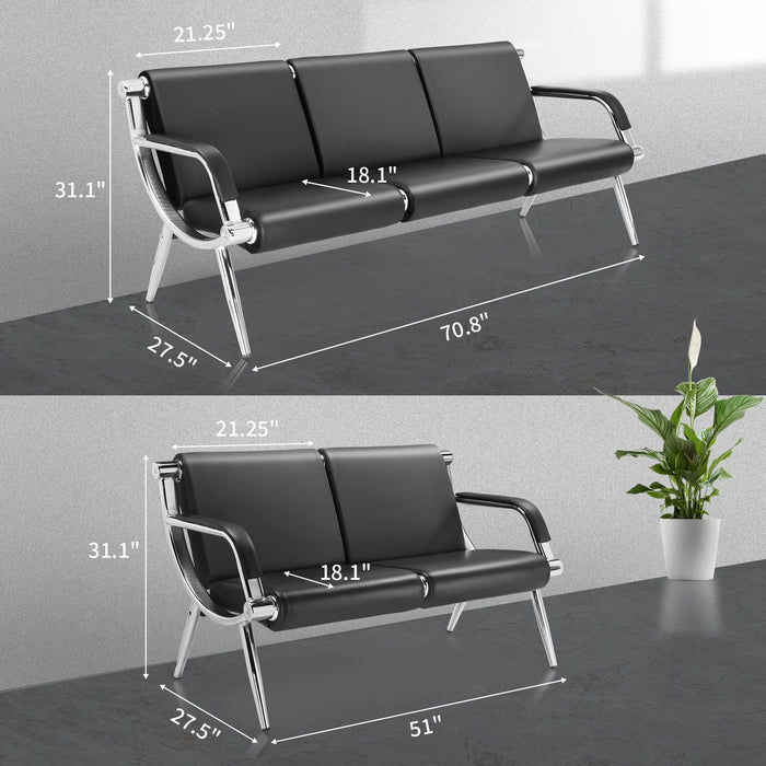 OmySalon C8 Waiting Room Reception Bench with Backrest & Armrest for Beauty Barber Salon SPA Clinic Office Airport Bank - G44000025+G44000026+G44000027+G44000028