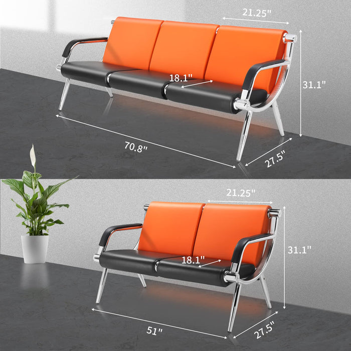 OmySalon C9 Waiting Room Reception Bench with Backrest & Armrest for Beauty Barber Salon SPA Clinic Office Airport Bank - G44000029*2+G44000030*2+G44000031+G44000032