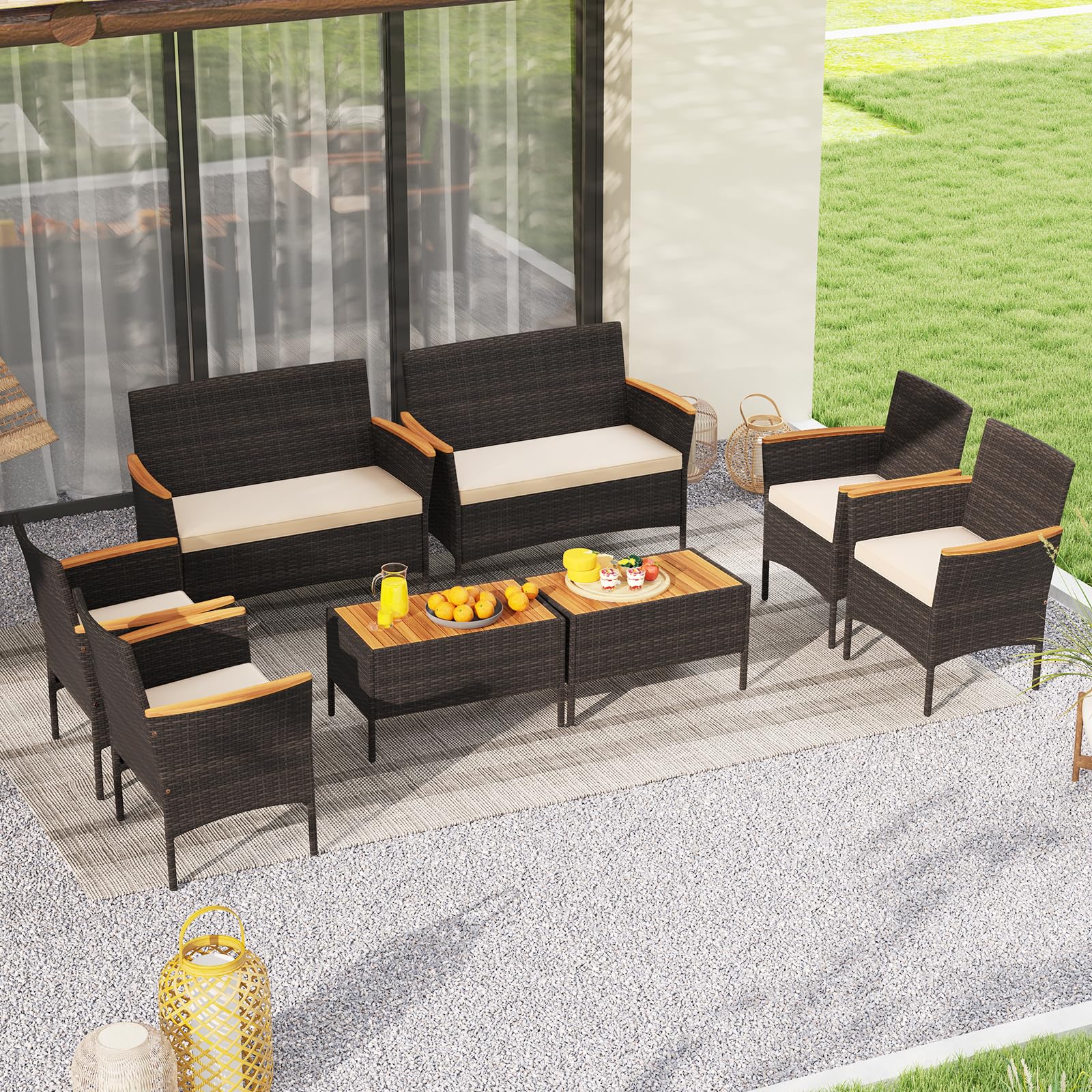 Tangkula Patio Wicker Sofa Set - HW73035BN