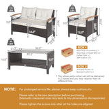 Tangkula 4 Piece Patio Rattan Conversation Set, Outdoor Wicker Sofa Set W/2-Layer Coffee Table - HW69469WH+