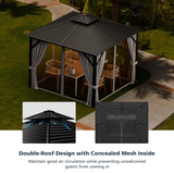 Tangkula 10x10 Ft Hardtop Gazebo, Double-Top Outdoor Gazebo with Galvanized Steel Roof - NP10590GR+