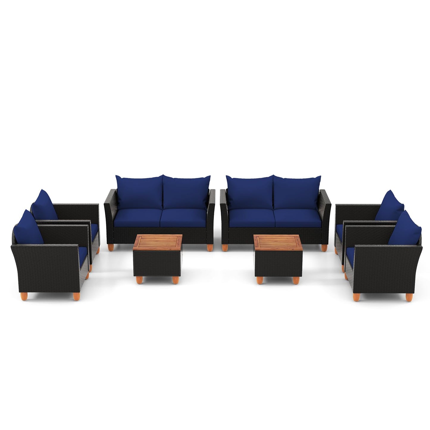 Tangkula Outdoor Conversation Set, Patio Cushioned Chairs w/Storage Coffee Table - HW72334WH+