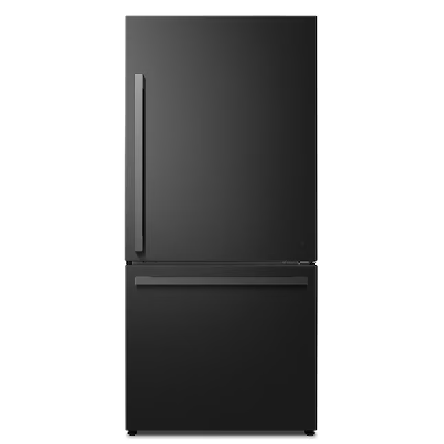 Hisense 17.2-cu ft Counter-depth Bottom-Freezer Refrigerator Black Metallic Steel ENERGY STAR - HRB171N6ABE