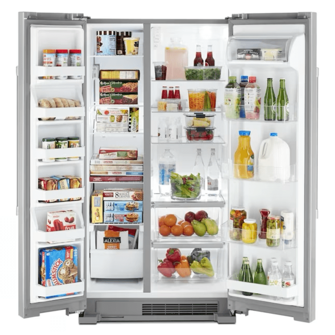 Maytag 24.9-cu ft Side-by-Side Refrigerator Fingerprint Resistant Stainless Steel - MSS25N4MKZ