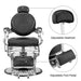 OmySalon PH439 Vintage Style Heavy Duty Hydraulic Recline Barber Chair - G59000439+G59000440