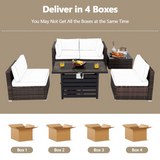 Tangkula 6-Piece Patio Furniture Set with 42 Inches Propane Fire Pit Table - NP10461+HW68691BDK+