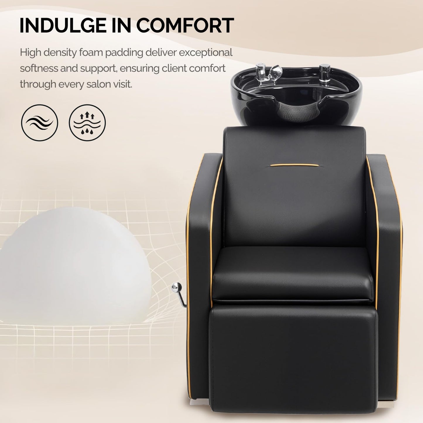 OmySalon BU1221 Salon Shampoo Backwash Chair Unit with Ceramic Shampoo Bowl & Adjustable Footrest - G59001089