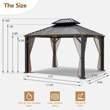 Tangkula 12ft x 10ft Hardtop Gazebo, 2-Tier Outdoor Gazebo w/ Double Vented Roof & Central Hook -  NP10097WL-12CF+(NP10097WL-12CF+NP10097WL-22CF)