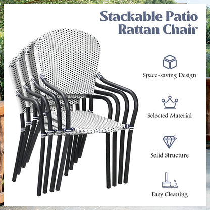 Tangkula Set of 4 Stackable Outdoor Patio Wicker Chairs - NP10073WL