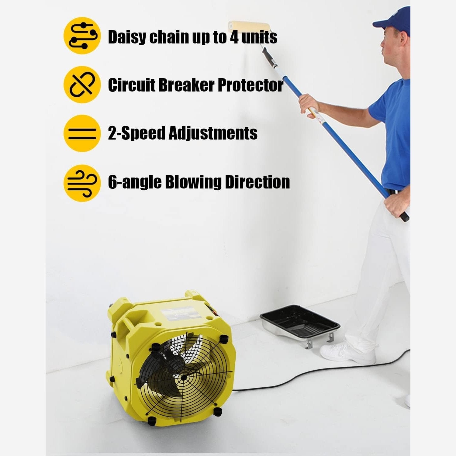 AlorAir Zeus Extreme Axial Fan High-velocity Air Mover 3000CFM - Zeus extreme -Yellow