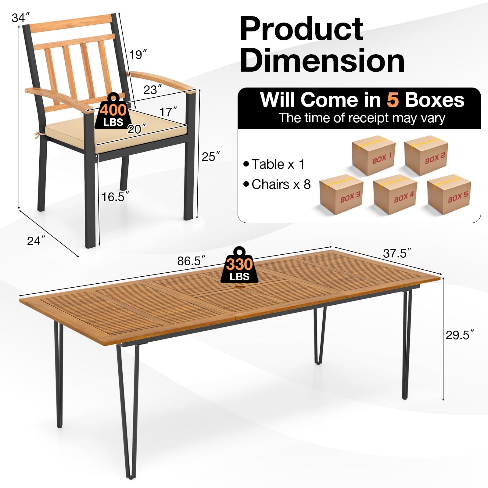 Tangkula 9 Pieces Patio Dining Set - HW72245+4*HW72102