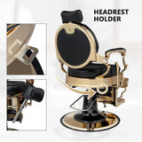 OmySalon BC1601 Vintage Style Heavy Duty Hydraulic Recline Barber Chair - G59000497+G59000498