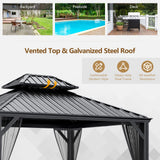 Tangkula 12ft x 10ft Hardtop Gazebo, 2-Tier Outdoor Gazebo w/ Double Vented Roof & Central Hook -  NP10097WL-12CF+(NP10097WL-12CF+NP10097WL-22CF)