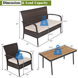 Tangkula 4/8 PCS Patio Rattan Furniture Set, Outdoor Conversation Set - HW66527