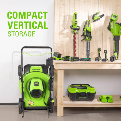 Greenworks 80V 21" Cordless Battery Brushless 3-in-1 Push Mower & 500CFM Axial Leaf Blower w/(2) 2.0Ah Batteries and Rapid Charger -1356602