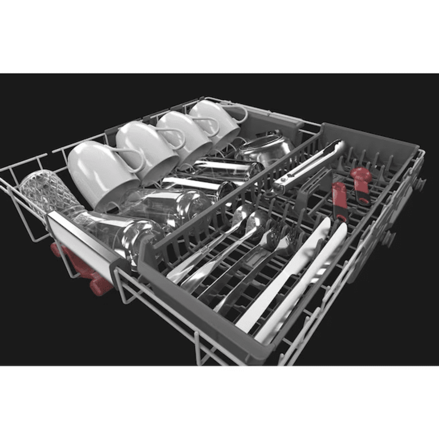 KitchenAid FREEFLEX With Third Rack Top Control 24-in Built-In Dishwasher Third Rack Black Stainless Steel with Printshield Finish , 44-dBA - KDTM604KBS