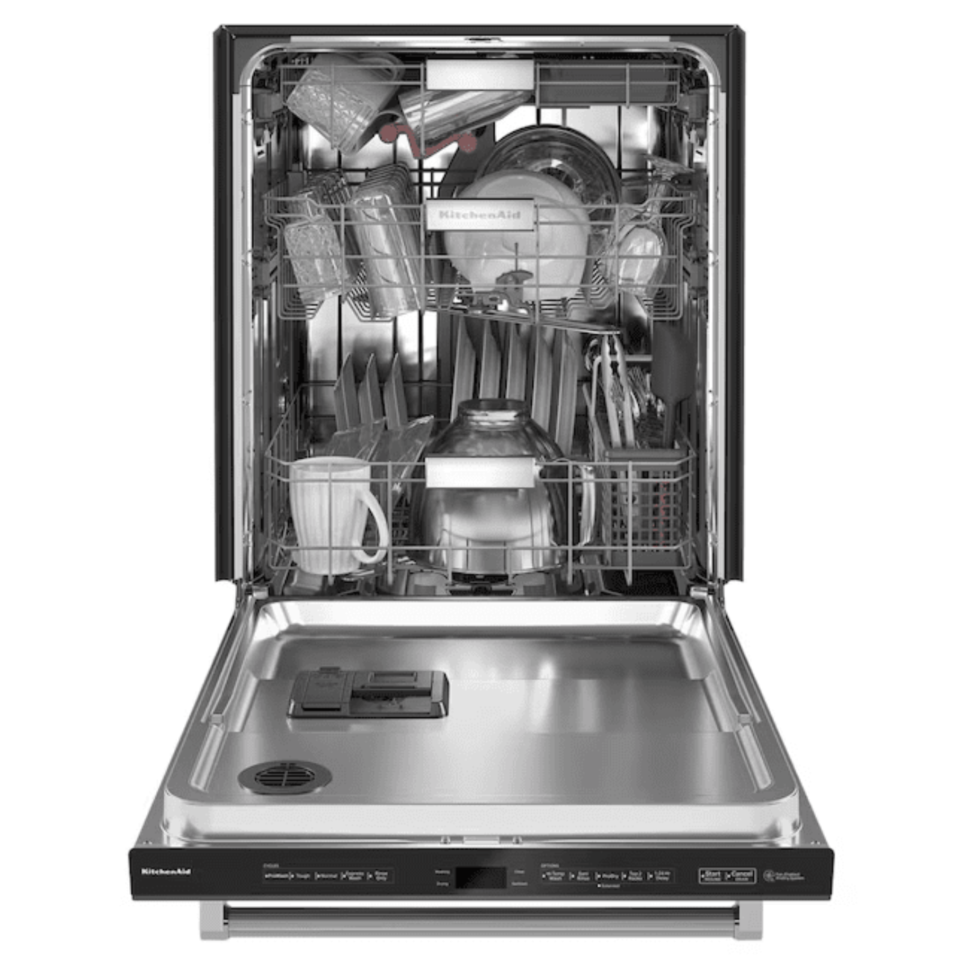 KitchenAid FREEFLEX With Third Rack Top Control 24-in Built-In Dishwasher Third Rack Black Stainless Steel with Printshield Finish , 44-dBA - KDTM604KBS