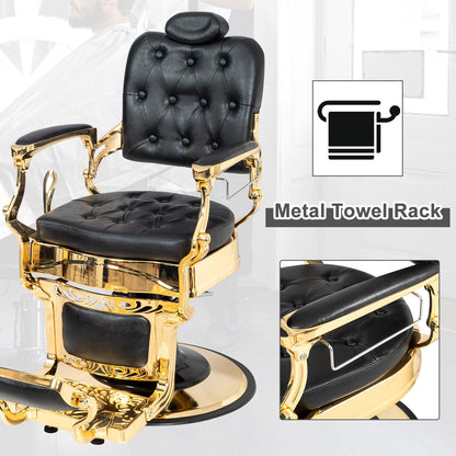 OmySalon PH705 Vintage Style Heavy Duty Hydraulic Recline Square Backrest Barber Chair - G59000705