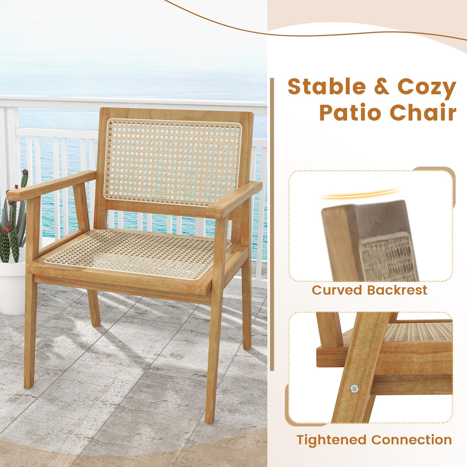 Tangkula Patio Bistro Table Chair Set - JV11352+2*JV11366