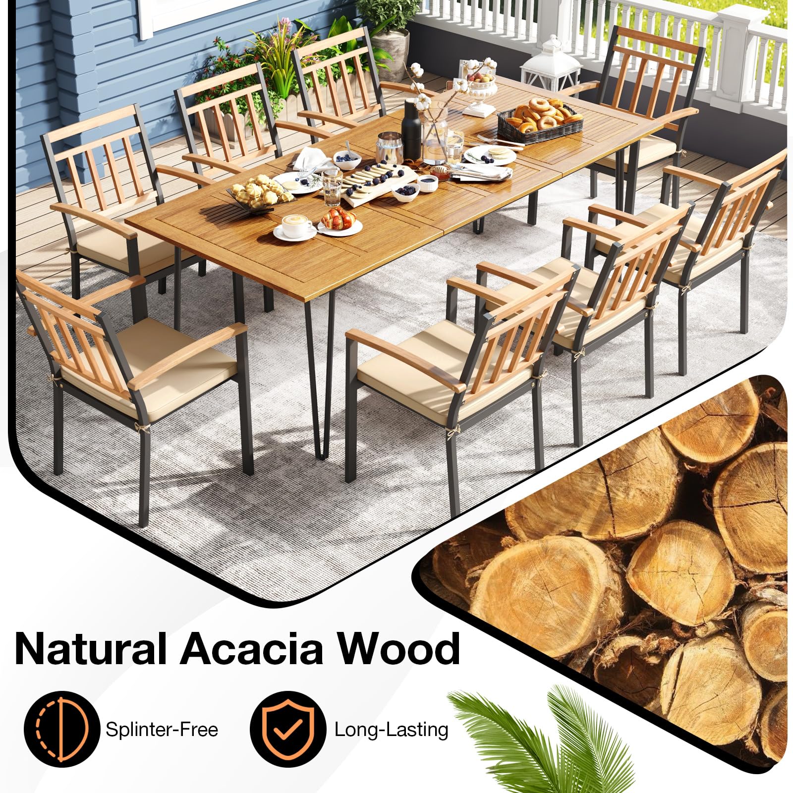 Tangkula 9 Pieces Patio Dining Set - HW72245+4*HW72102