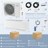 12,000 BTU Mini Split Air Conditioner, with Heat Pump, 21 SEER2 Inverter, 24H Timer, Auto Clean - FP10412US-WH+