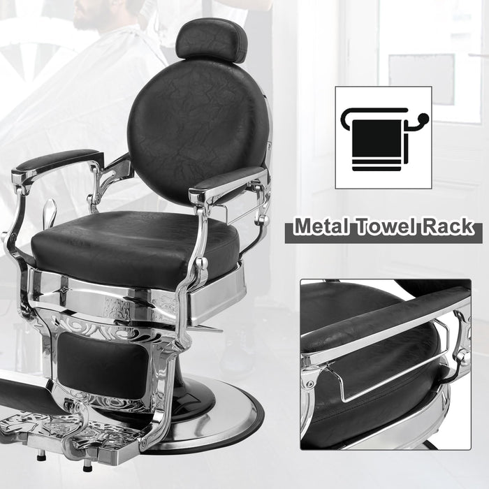 OmySalon PH439 Vintage Style Heavy Duty Hydraulic Recline Barber Chair - G59000439+G59000440