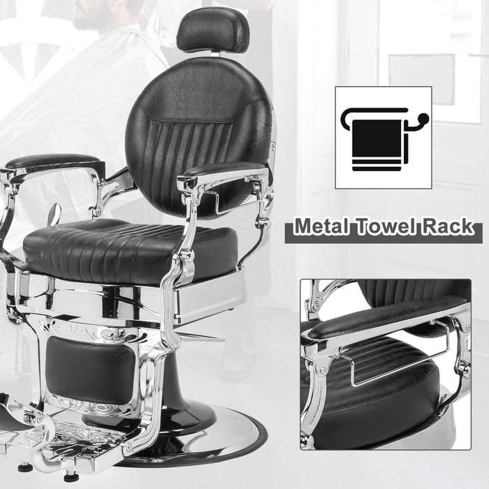 OmySalon PH441 Vintage Style Heavy Duty Hydraulic Recline Barber Chair - G59000441+G59000442