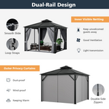 Tangkula 10x10 Ft Hardtop Gazebo, Double-Top Outdoor Gazebo with Galvanized Steel Roof - NP10590GR+