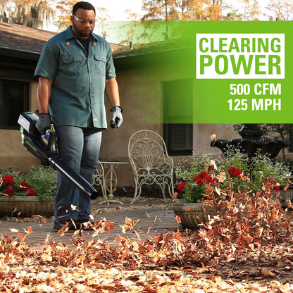 Greenworks 80V 21" Cordless Battery Brushless 3-in-1 Push Mower & 500CFM Axial Leaf Blower w/(2) 2.0Ah Batteries and Rapid Charger -1356602
