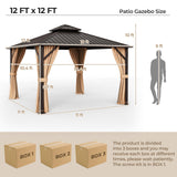 Tangkula Hardtop Gazebo, Patio Gazebo with Galvanized Steel Double Roof & Aluminum Frame - NP11434CF+