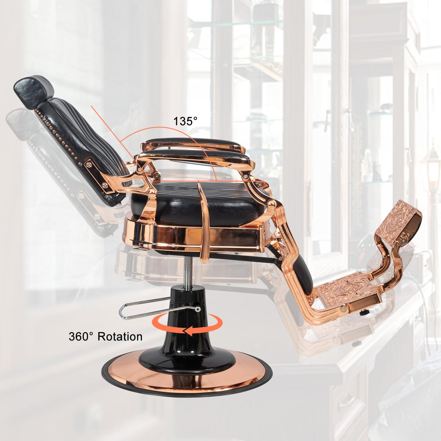 OmySalon PH699 Vintage Style Heavy Duty Hydraulic Recline Square Twill Backrest Barber Chair - G59000699