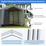 Tangkula 10x16Ft Heavy-Duty Carport, Outdoor Portable Garage with Reinforced Triangular Beams, Galvanized Steel Frame - NP10685GR+