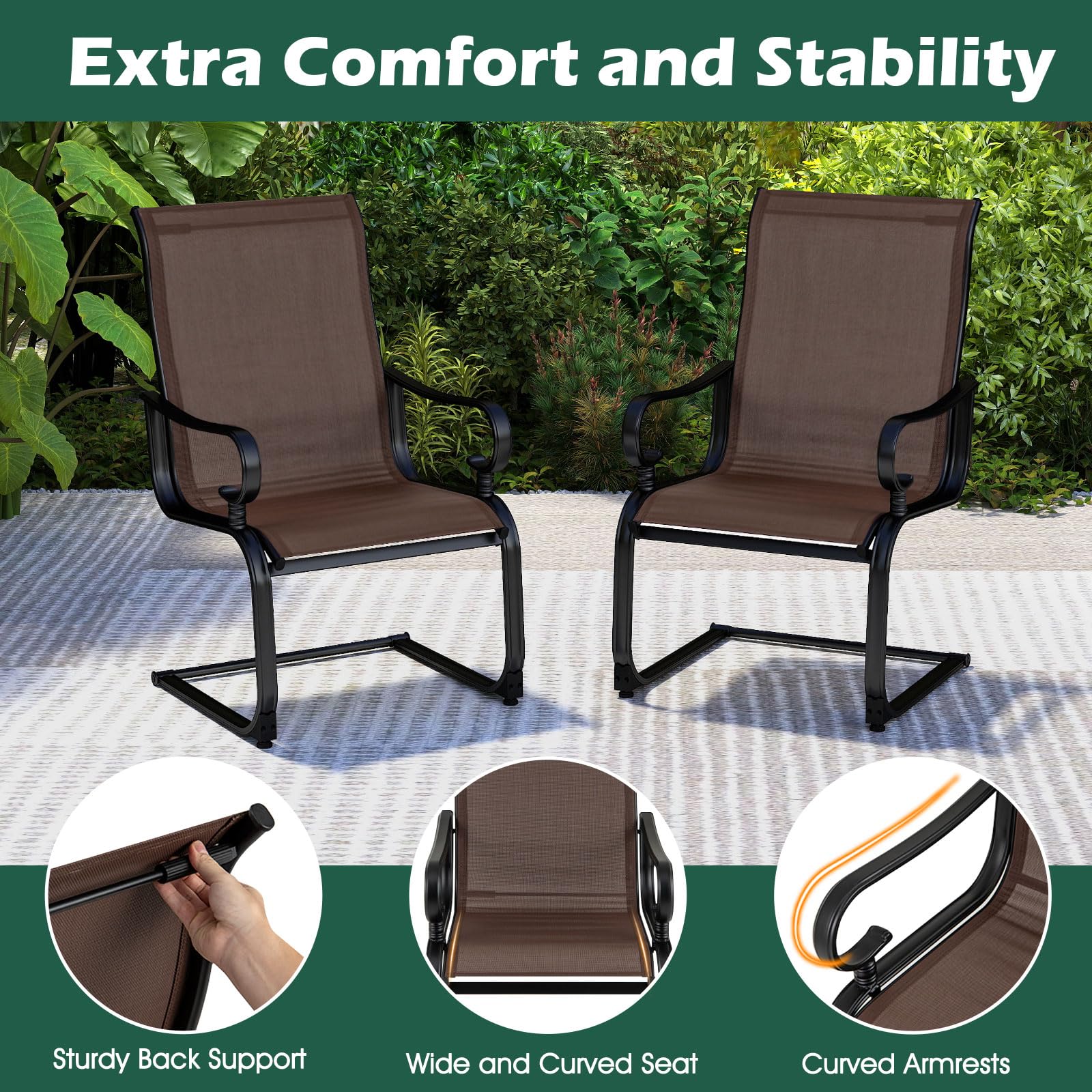 Tangkula Set of 2/4 Patio Chairs - 2*NP11995CF-2