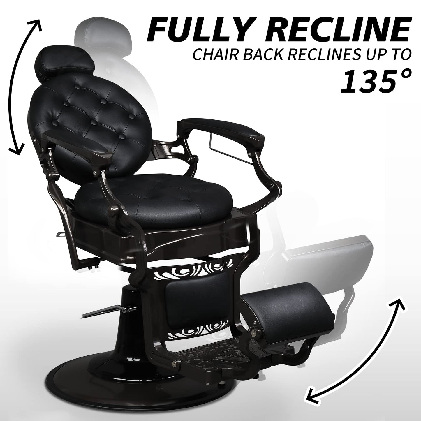 OmySalon BC1101 Vintage Style Heavy Duty Hydraulic Recline Barber Chair