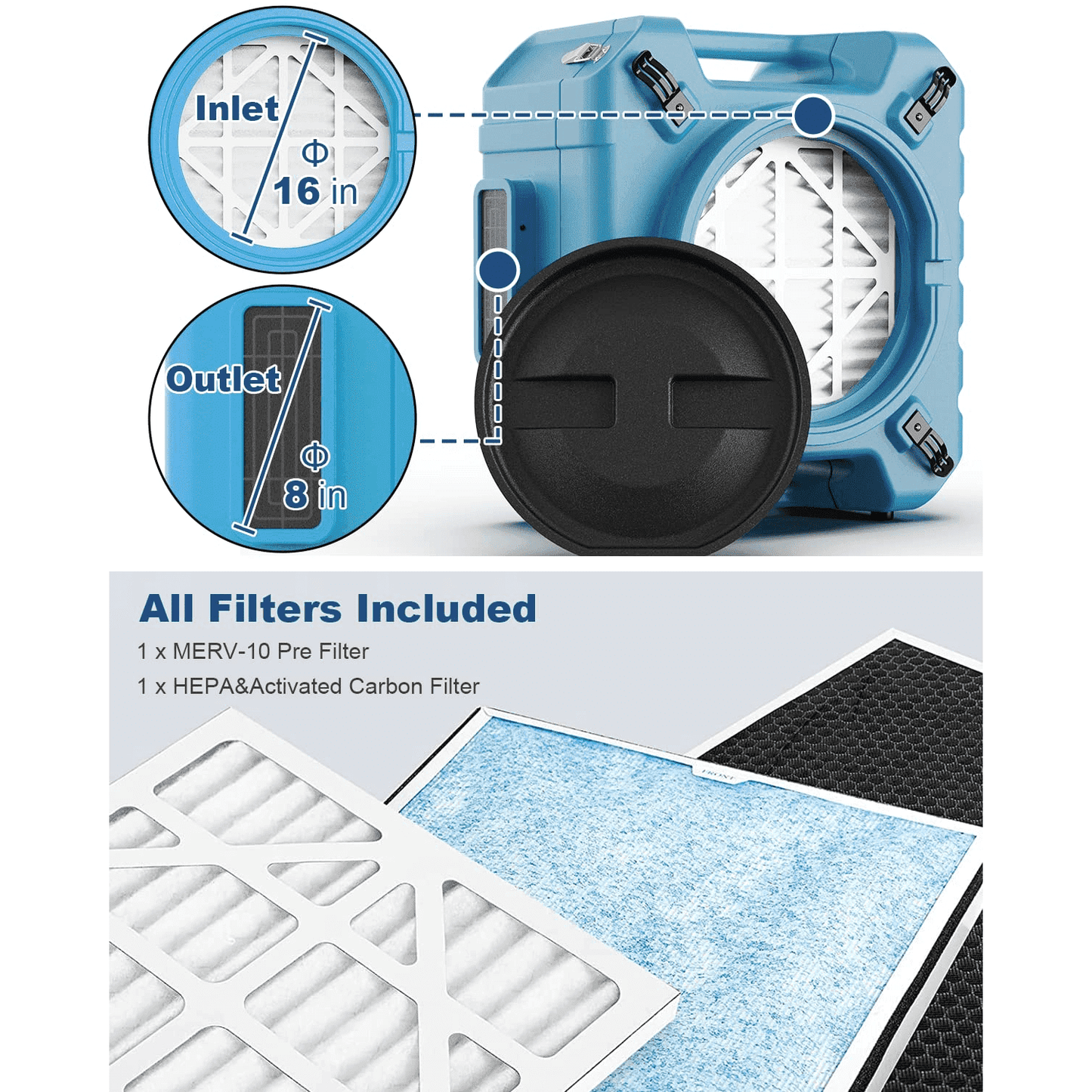 AlorAir PureAiro HEPA Pro 870 Air Scrubber - HEPA Pro 870